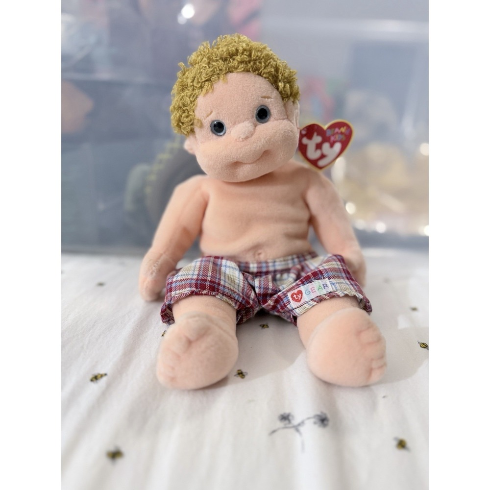 TY Beanie Kids‎ Boomer Plush Boy Doll 10" Retired 1994 Plaid Shorts MWMT